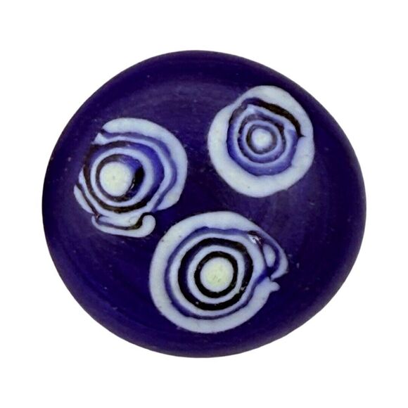 Vintage Cobalt Blue Cabochon Clip In Earrings 1" Ceramic - Picture 7 of 12